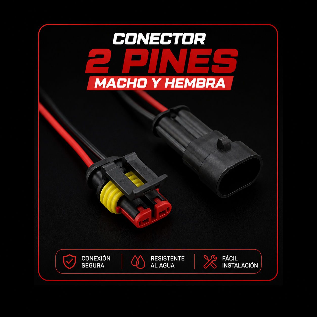 Conector De 2 Pines Macho Y Hembra